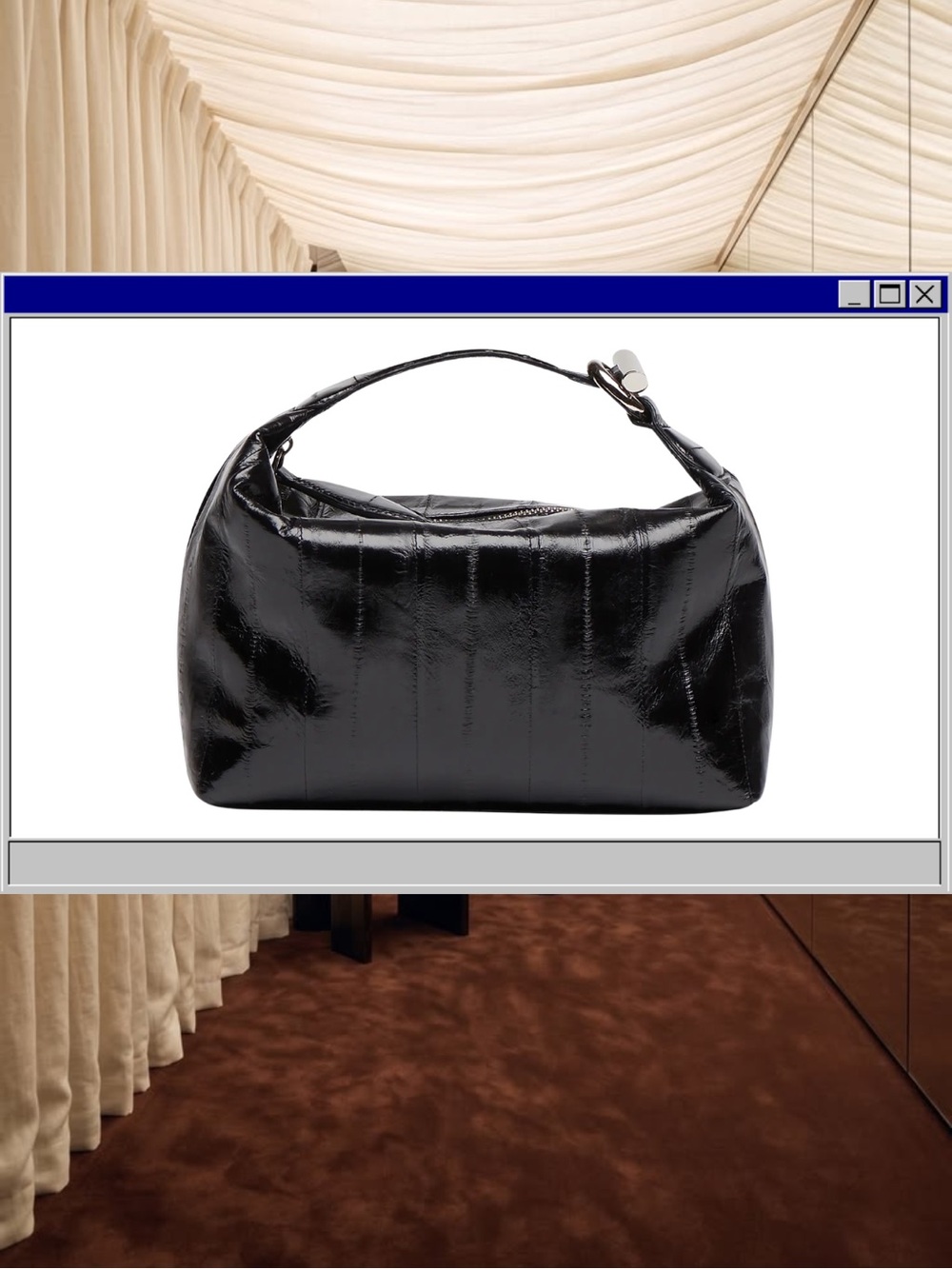 Liffner Black Eel Micro Pillow Pouch New NWT silver evening handle clutch